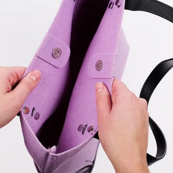 Be Still and Know Bible Tote – Purple Felt Butterfly Tote Bag | Psalm 46:10 Scripture Bag | Christian Gift for Women | Faith Tote for Bible Study or Church
