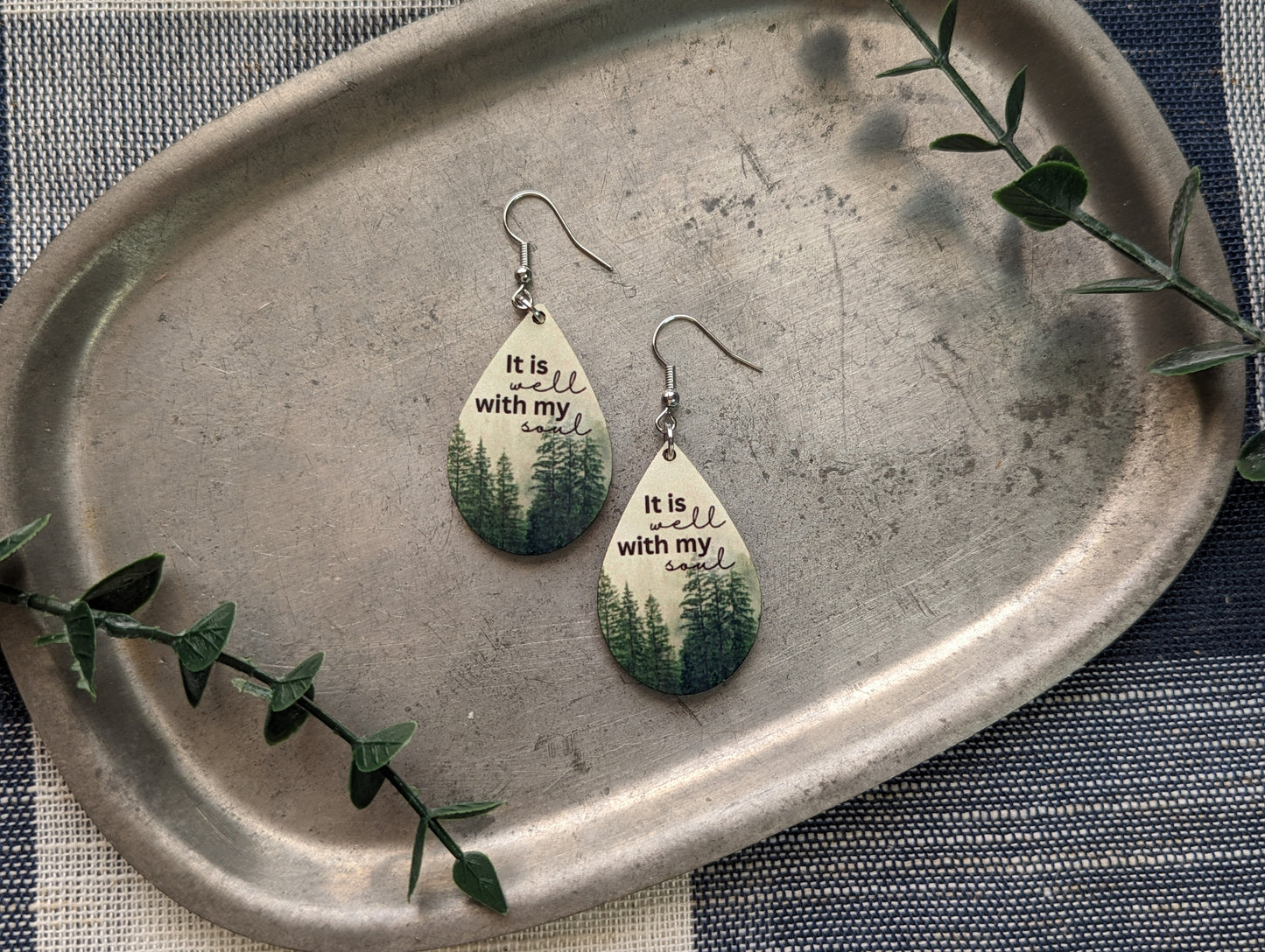 It Is Well with My Soul | Forest | Trees | Outdoors | Teardrop Earrings