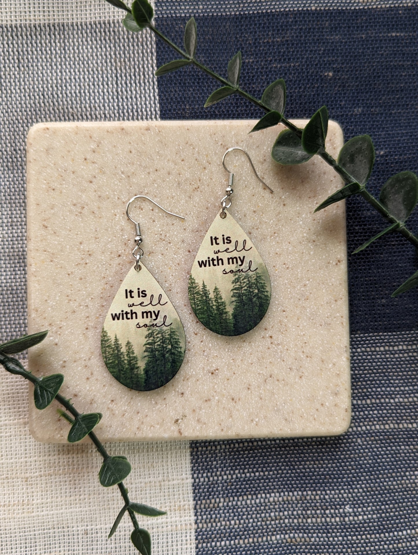 It Is Well with My Soul | Forest | Trees | Outdoors | Teardrop Earrings