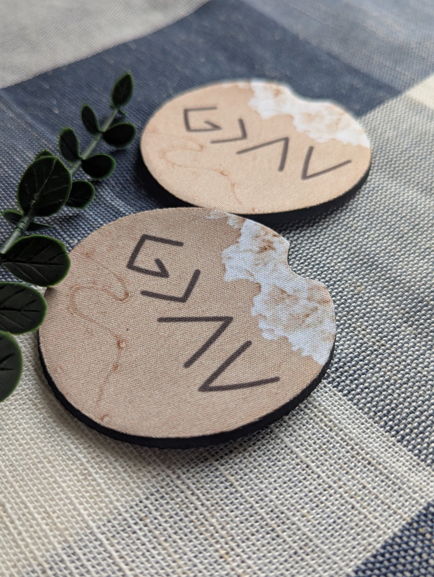 Christian Car Coasters: God Is Greater, Beach Waves - Neoprene Cup Holder Set