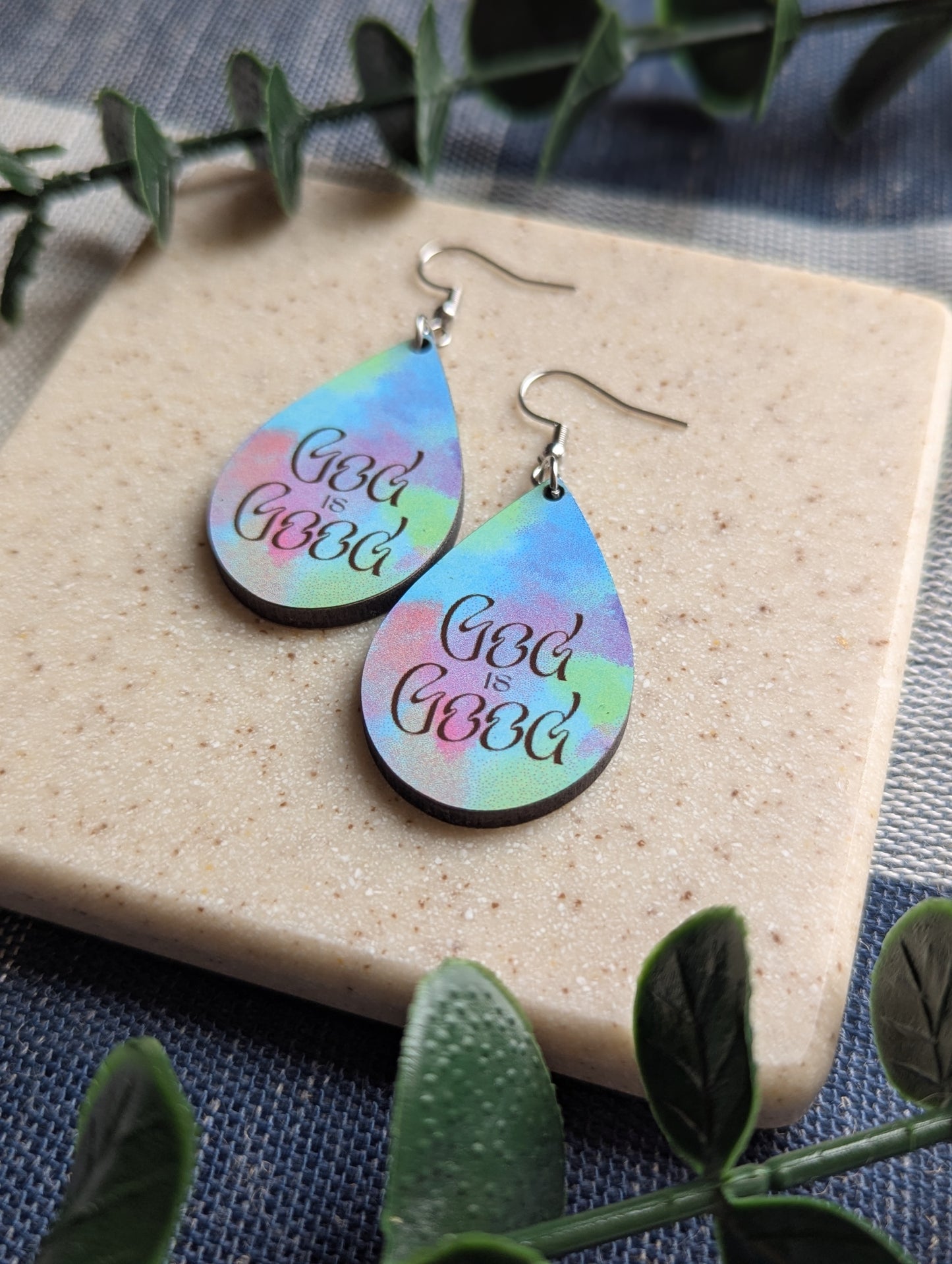 God is Good | Tie Dye | Funky | Fun | Faith | Christian | Teardrop Earrings