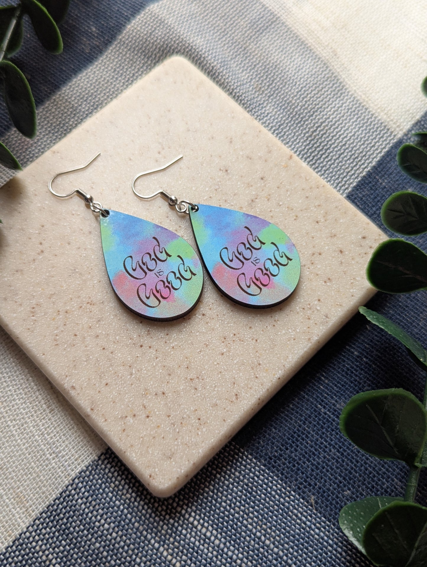 God is Good | Tie Dye | Funky | Fun | Faith | Christian | Teardrop Earrings