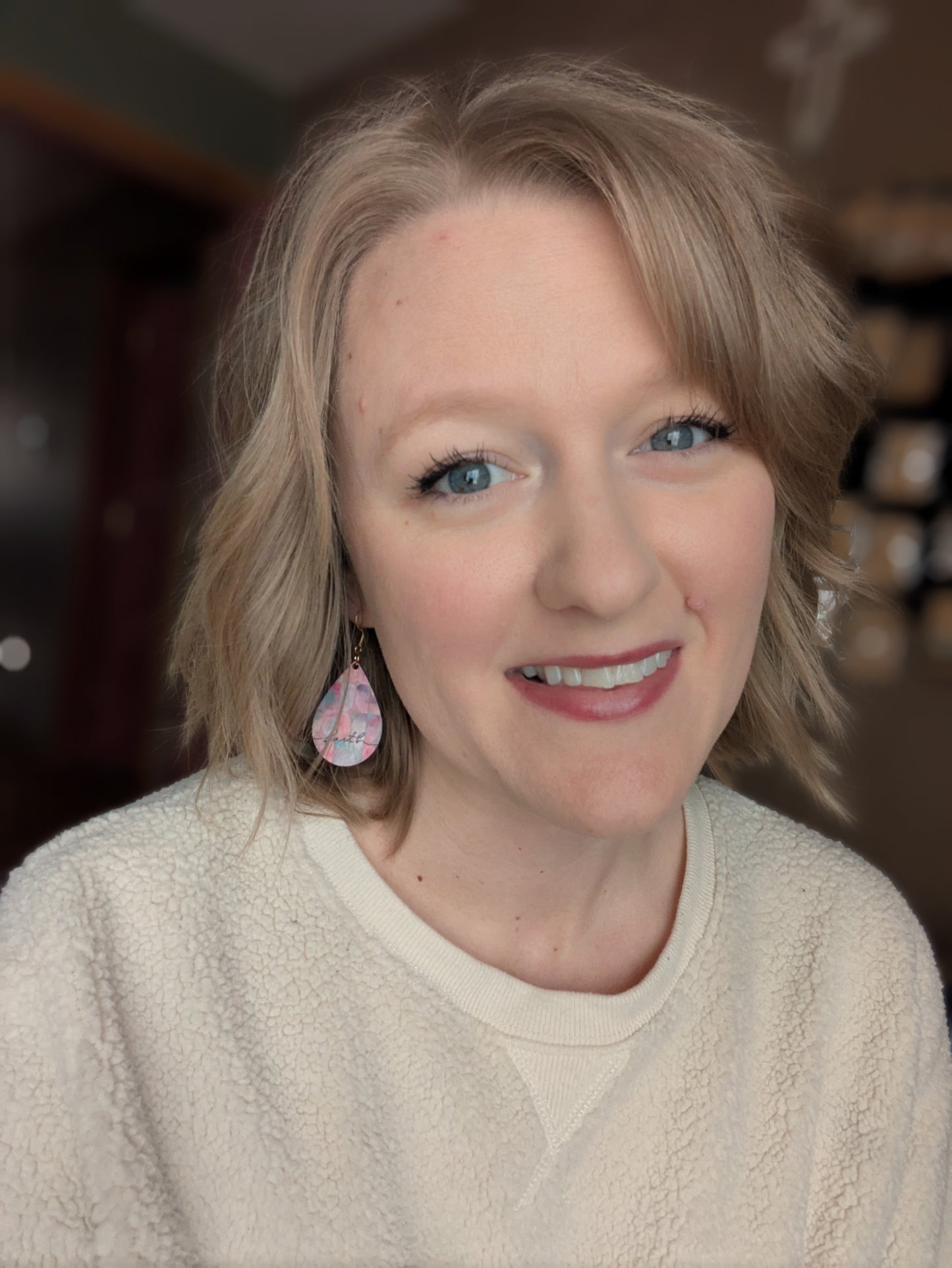 Stained Glass Teardrop Earrings | Pink Pastels | Faith | Christian | Gold Hooks