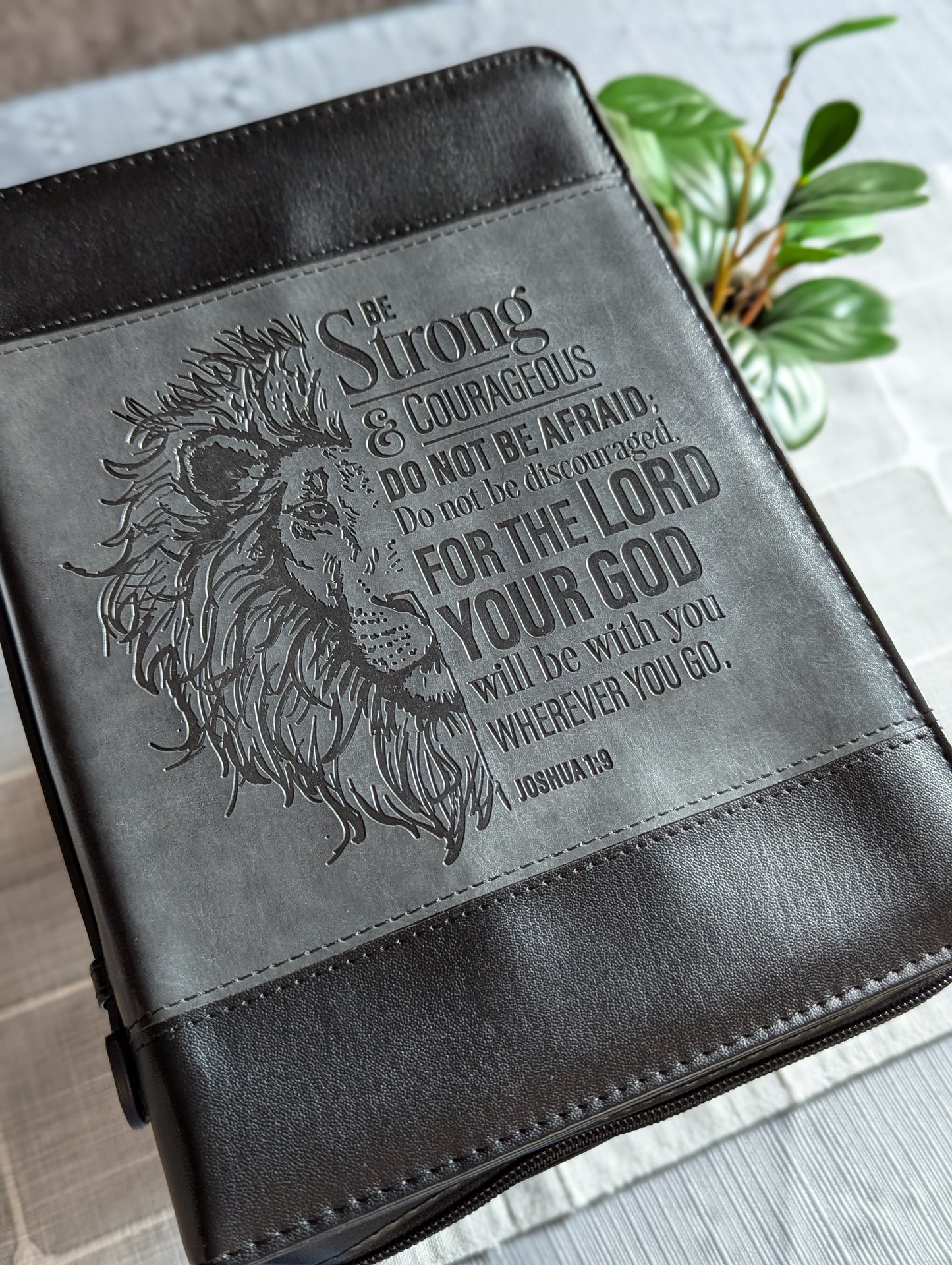 Joshua 1:9 | Be Strong and Courageous | Faux Leather | Etched | Bible Cover