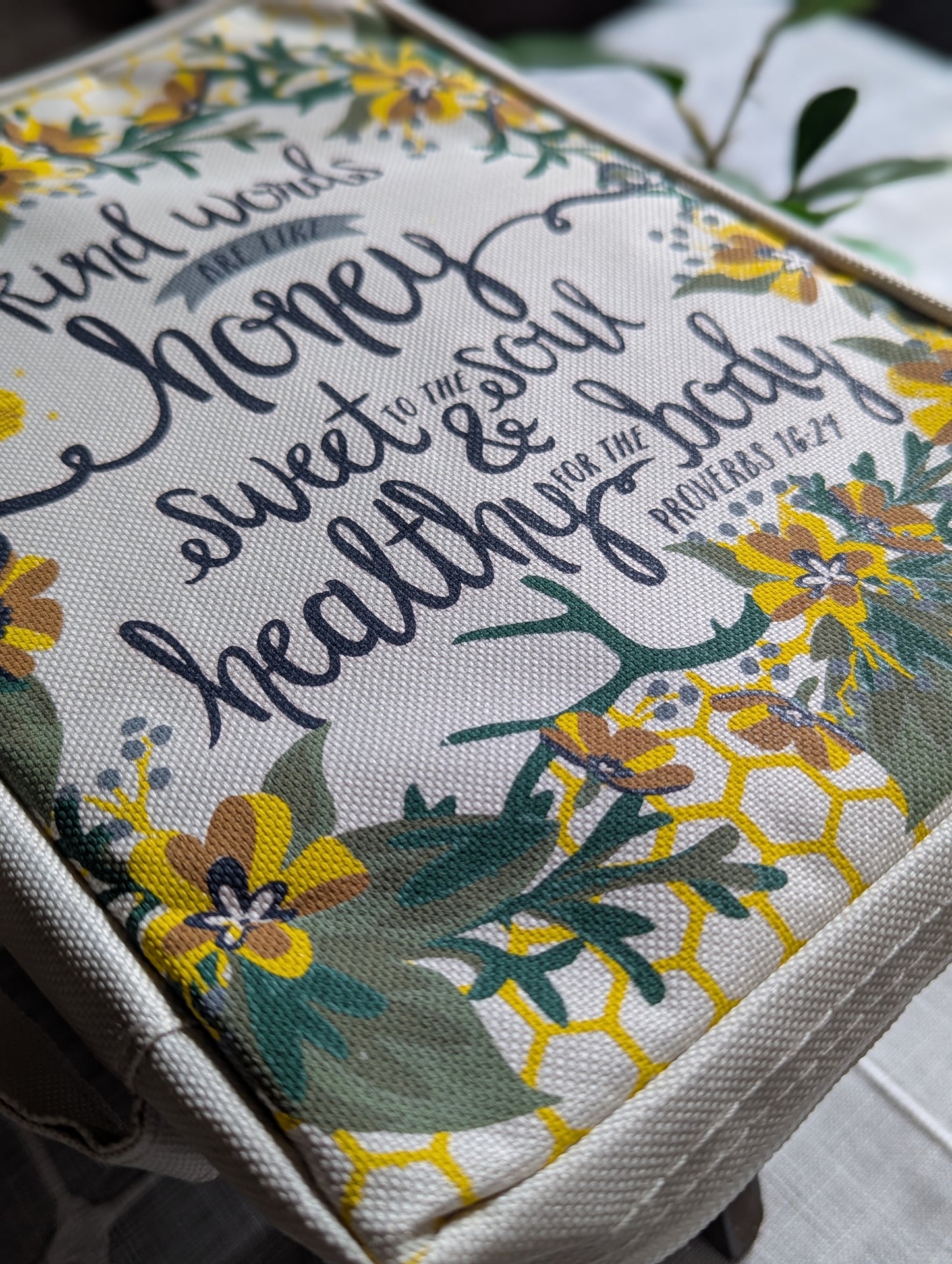 Kind words are like honey Proverbs 16:24 | Honeybee | Floral | Bible Cover