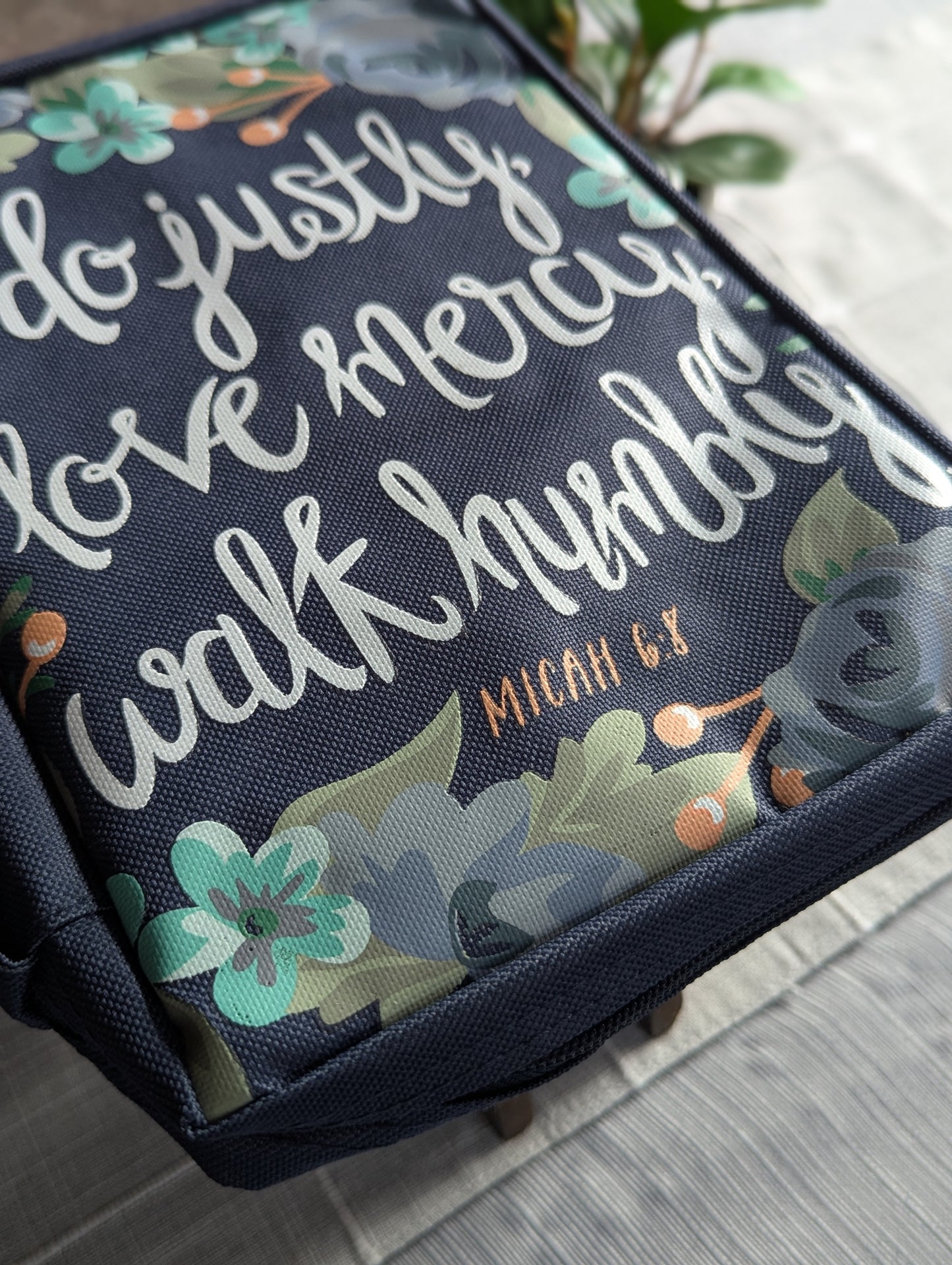 Do justly, love mercy, walk humbly Micah 6:8 | Floral | Fabric Bible Cover