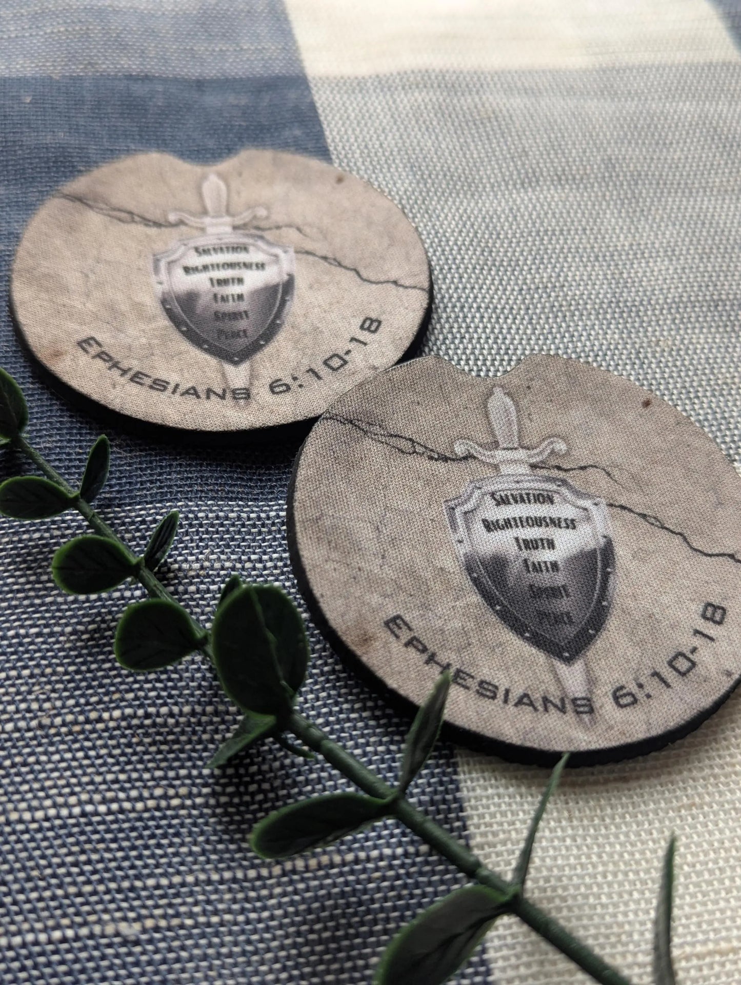 Armor of God Car Coasters: Ephesians 6, Sword & Shield, Neoprene (Set of 2)