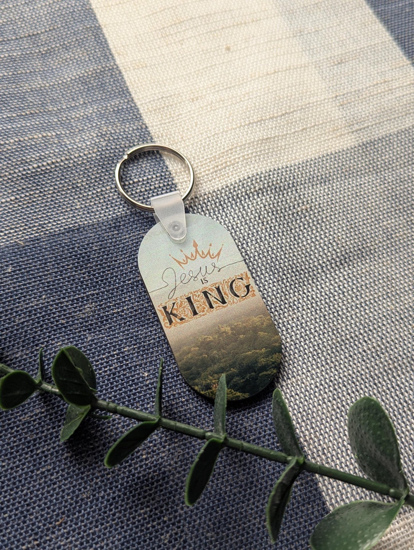 Jesus Is King Keychain | Christian MDF Sublimated Keychain | Faith Gift for Men & Women | Bible Verse