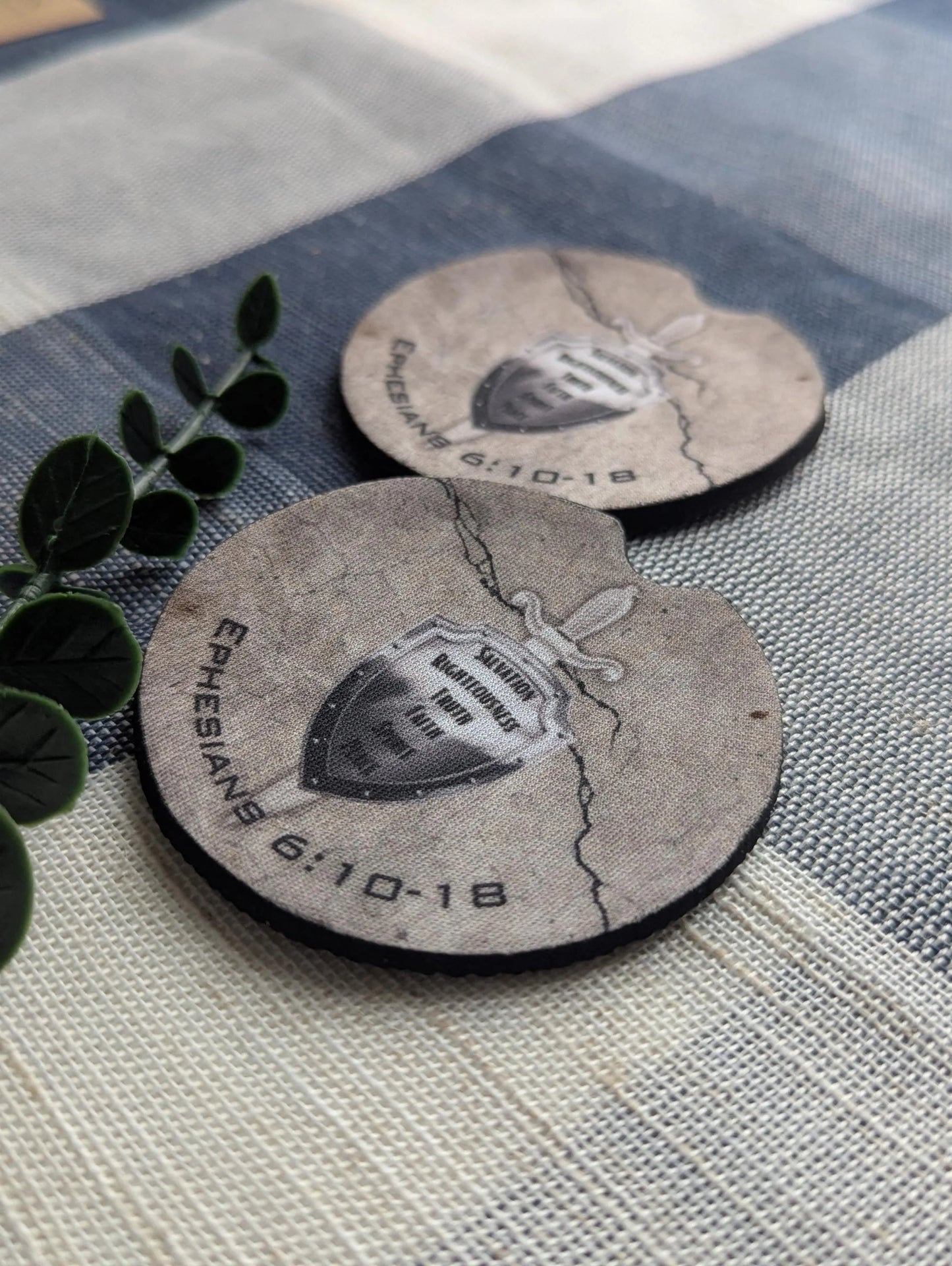 Armor of God Car Coasters: Ephesians 6, Sword & Shield, Neoprene (Set of 2)
