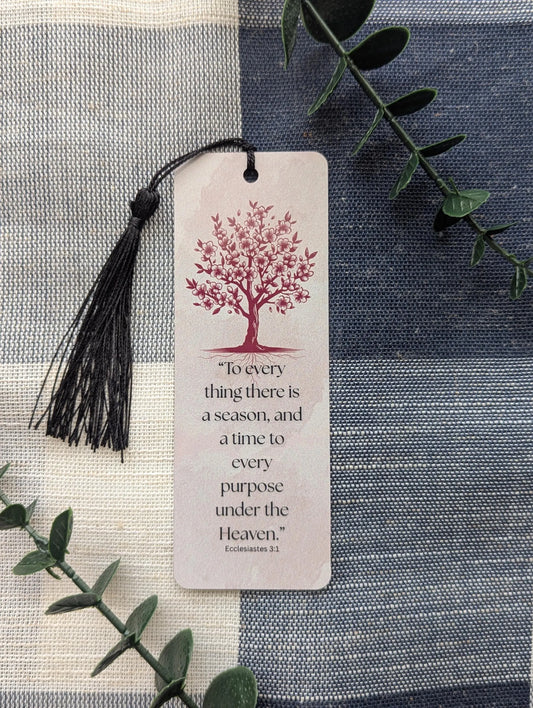 Ecclesiastes 3:1 | Faith | Seasons | Cherry Blossom | Uplifting | Metal | Bookmark With Tassel