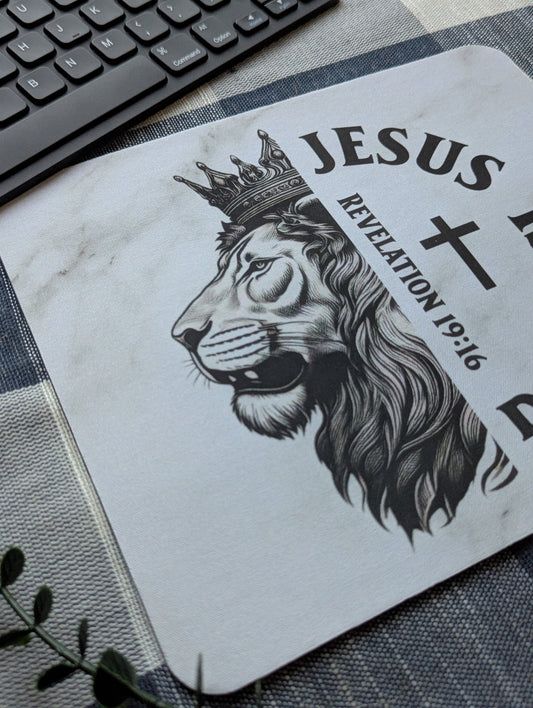 JESUS is KING | Mousepad | Christian office | Lion Crown