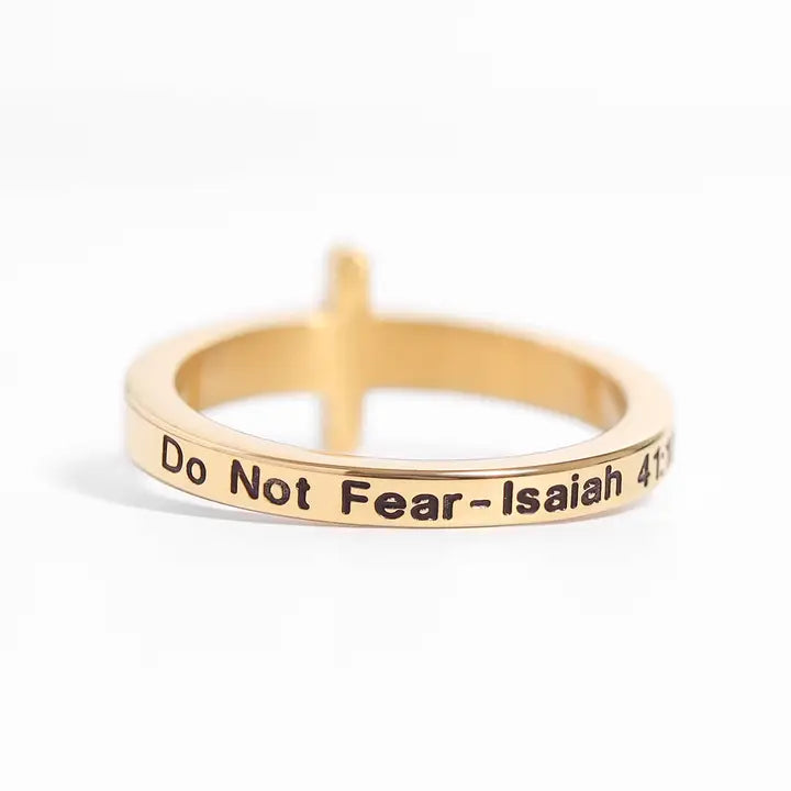 Gold Cross Ring for Women | Christian Faith Jewelry | Dainty Cubic Zirconia Cross Band | Inspirational Gift for Her