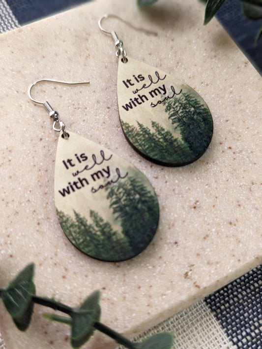 It Is Well with My Soul | Forest | Trees | Outdoors | Teardrop Earrings