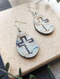 Textured Cross Earrings | Painted Teardrop Dangles | Lightweight Faux Paint Christian Jewelry | Faith Gift for Women