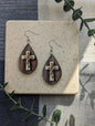 Floral | Country Western | Cross | Wood Background | Faith | Christian | Teardrop Earrings