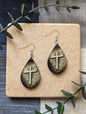 Weathered | Worn | Antiqued | Cross | Neutral |Faith | Christian | Teardrop Earrings