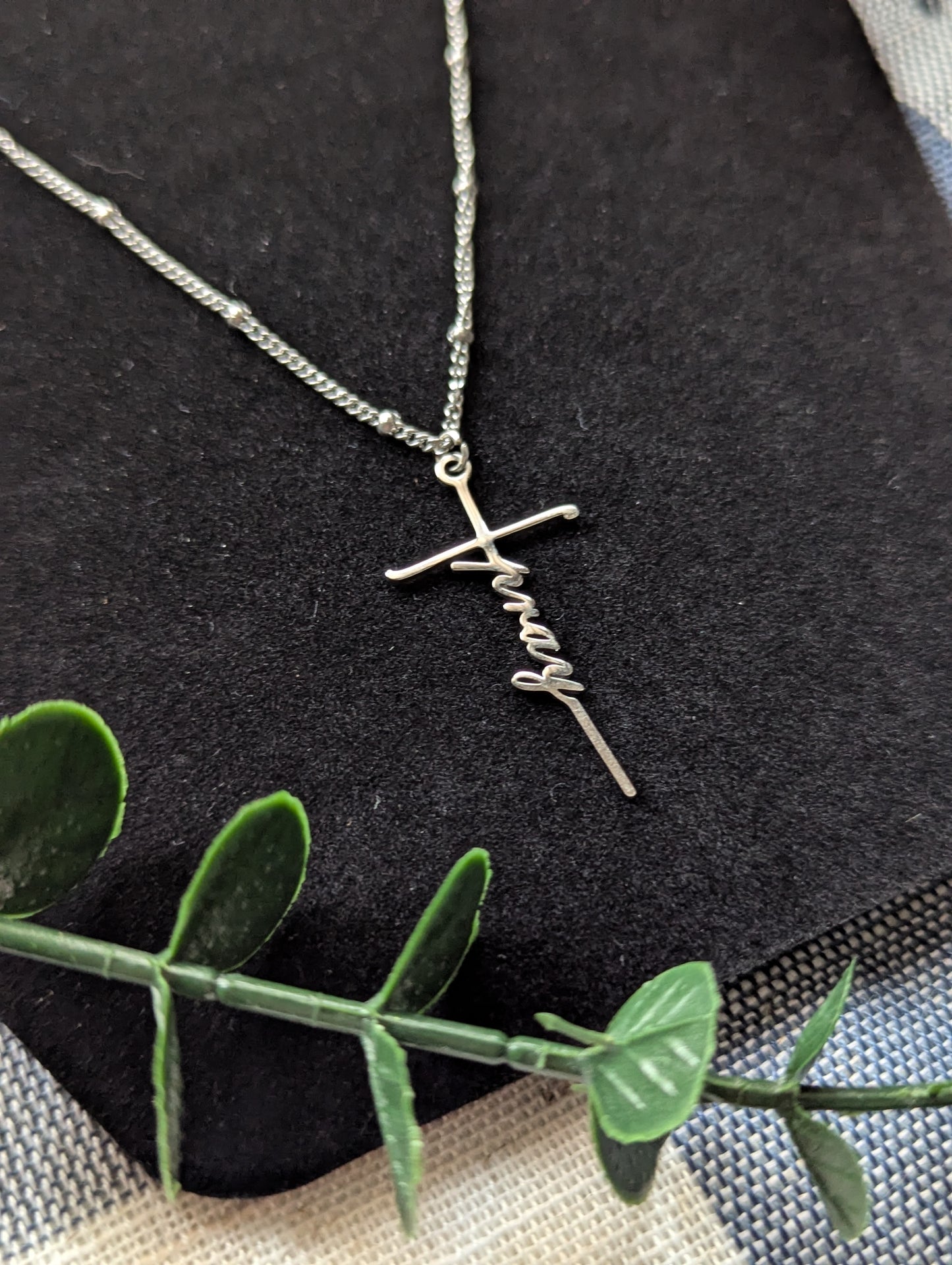 Pray or Hope Cross Pendant | Stainless Steel | Satellite Bead Chain