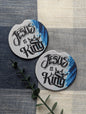 Jesus is King Car Coasters: Blue Paint Smudge, Crown, Neoprene (Set of 2)