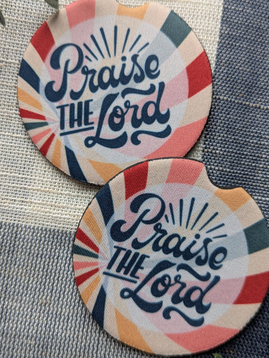 Christian Car Coasters: Praise the Lord Neoprene Cup Holder Protectors (Set of 2)