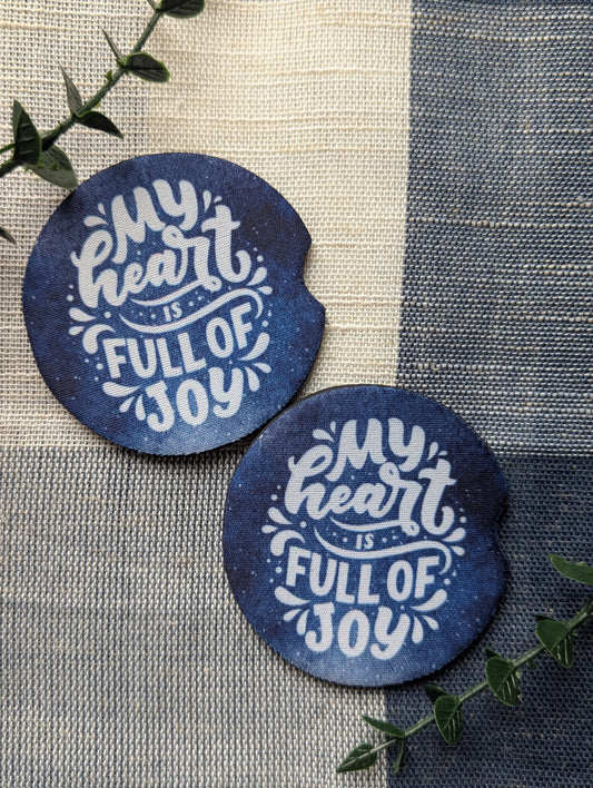 Christian Car Coasters (Set of 2): My heart is full Neoprene Cup Holder