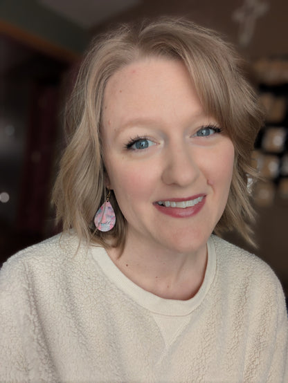 Stained Glass Teardrop Earrings | Pink Pastels | Faith | Christian | Gold Hooks