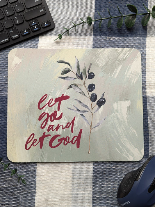 Let Go and Let God | Painters Background | Olive Branch | Christian | Faith | Mouse Pad