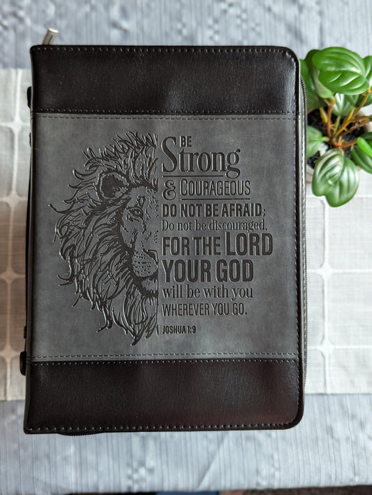 Joshua 1:9 | Be Strong and Courageous | Faux Leather | Etched | Bible Cover