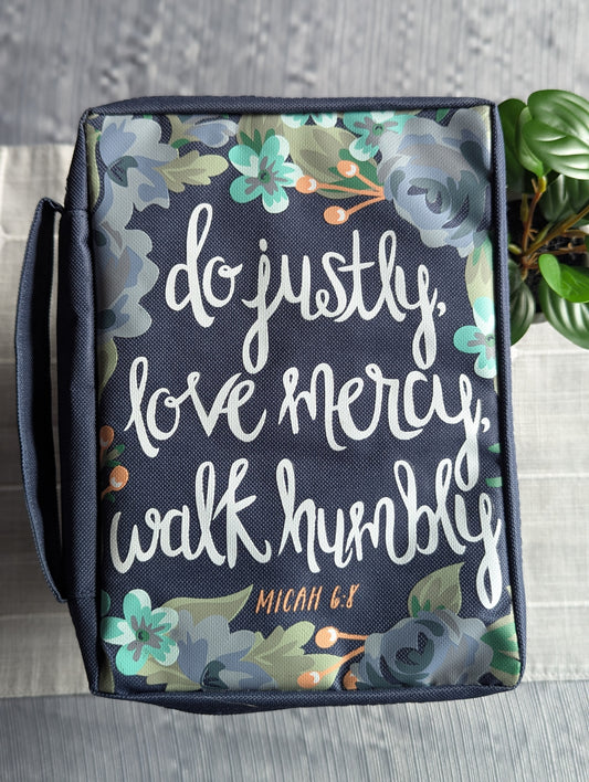 Do justly, love mercy, walk humbly Micah 6:8 | Floral | Fabric Bible Cover