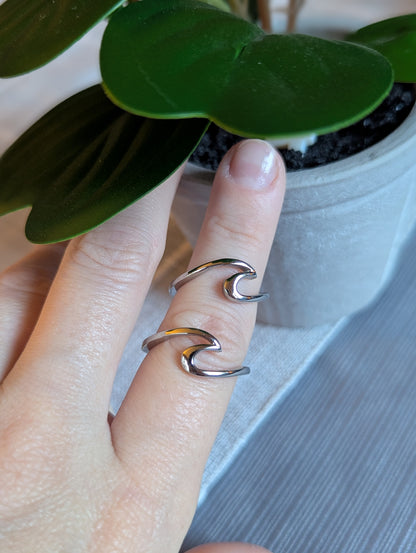 Stainless Steel Wave Ring | Faith-Inspired “Oceans” Ring | Christian Jewelry Gift for Her