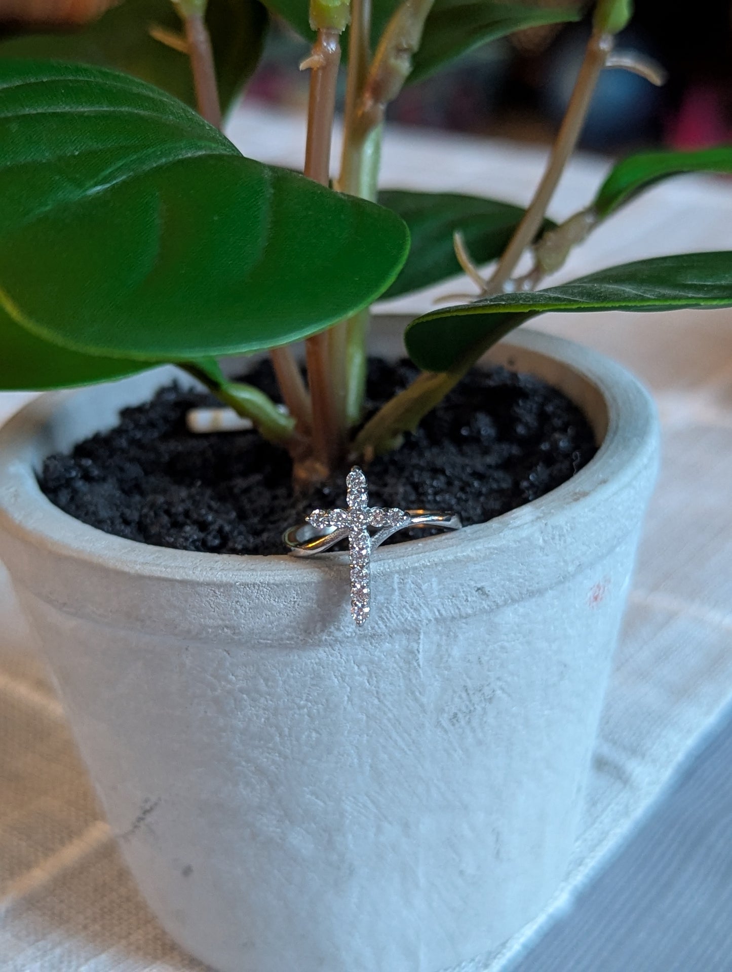 Cubic Zirconia Cross Ring | Silver Stainless Steel Faith Ring | Christian Jewelry Gift for Women | Sparkling Cross Band