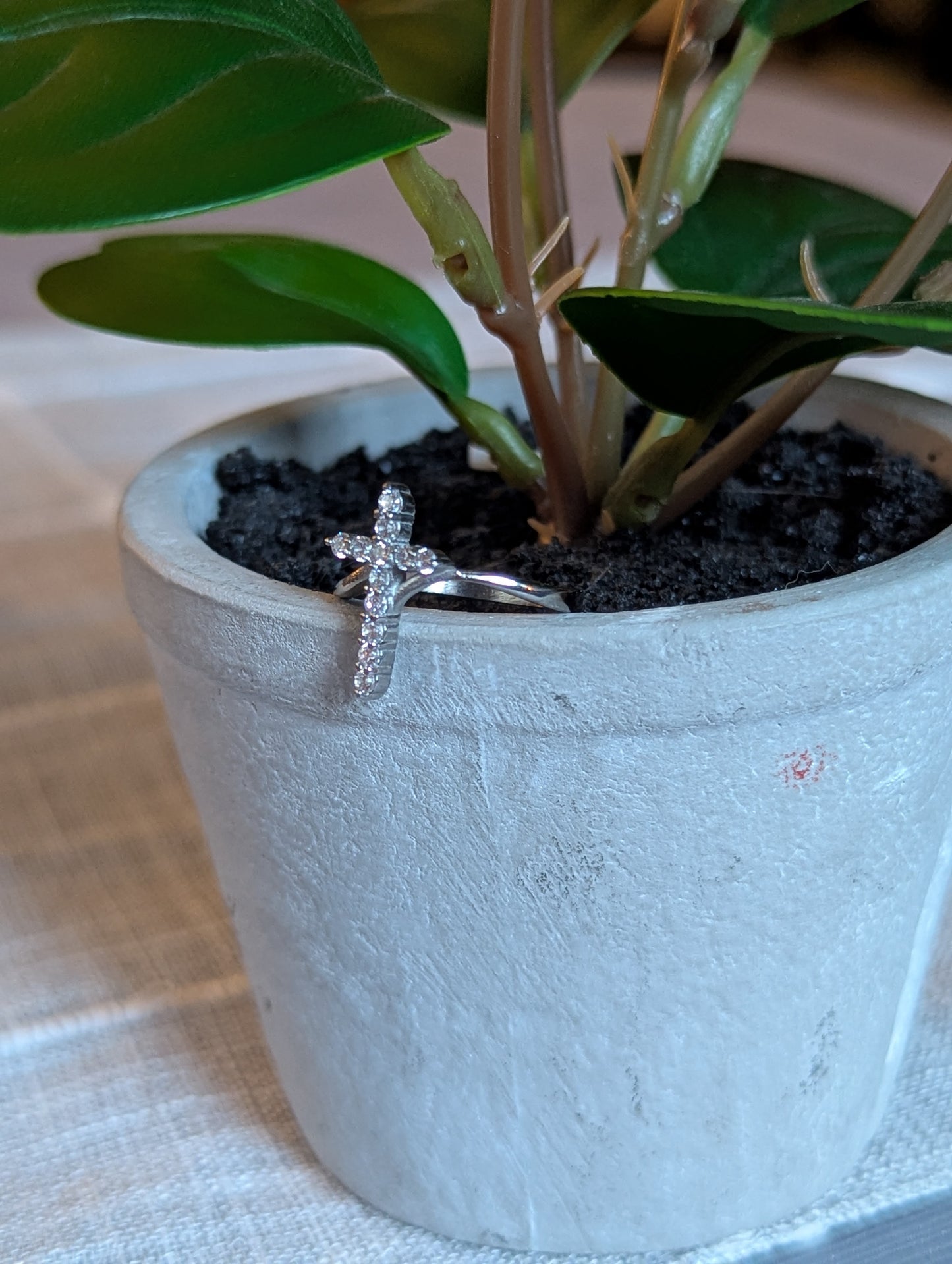 Cubic Zirconia Cross Ring | Silver Stainless Steel Faith Ring | Christian Jewelry Gift for Women | Sparkling Cross Band