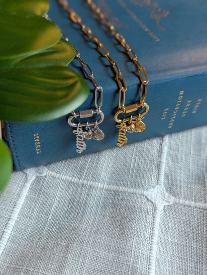 Faith-Inspired “Amen” Paperclip Chain Necklace | Gold Plated Stainless Steel | Christian Jewelry | Layered Charm Necklace with Cross & Crystal |