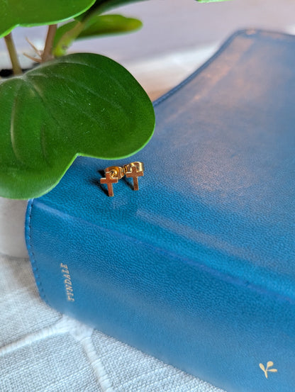 Gold PVD Cross Earring Studs