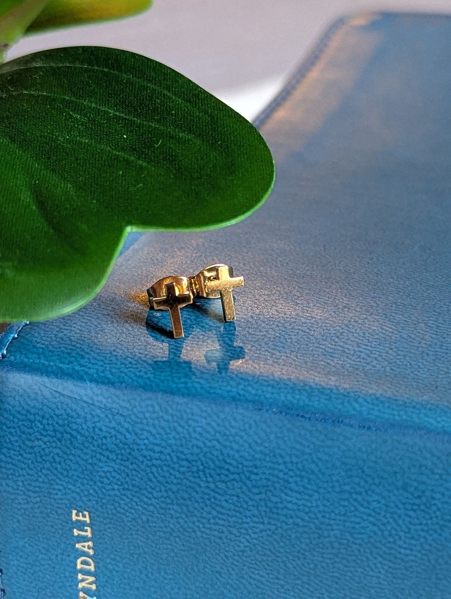 Gold PVD Cross Earring Studs