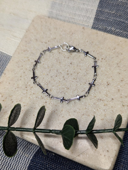 Handmade Stainless Steel Cross Chain Bracelet: Faith Inspired Gift
