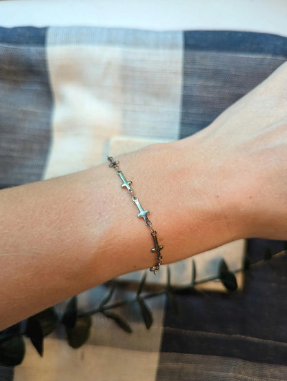 Handmade Stainless Steel Cross Chain Bracelet: Faith Inspired Gift