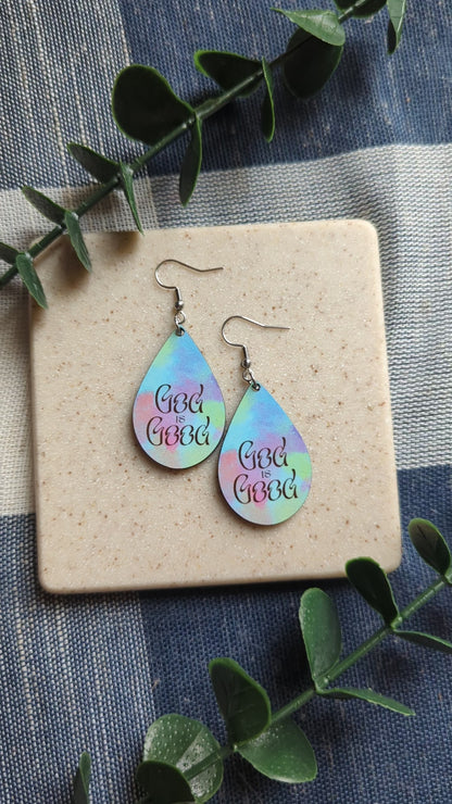 God is Good | Tie Dye | Funky | Fun | Faith | Christian | Teardrop Earrings