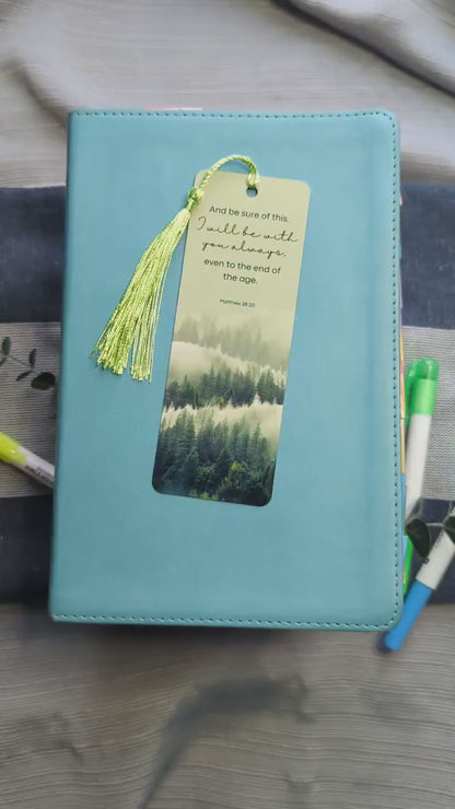 Matthew 28:20 Aluminum Bookmark – “I Will Be With You Always” – Christian Scripture Bookmark with Tassel – Faith Gift for Bible Readers