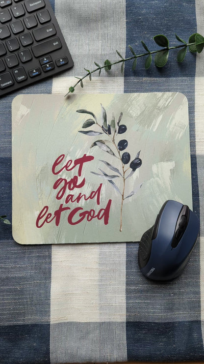 Let Go and Let God | Painters Background | Olive Branch | Christian | Faith | Mouse Pad